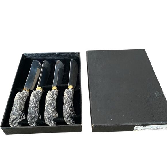 Arthur Court Stainless Steel Fish Spreaders Appetizer Knife Dip - Picture 1 of 6